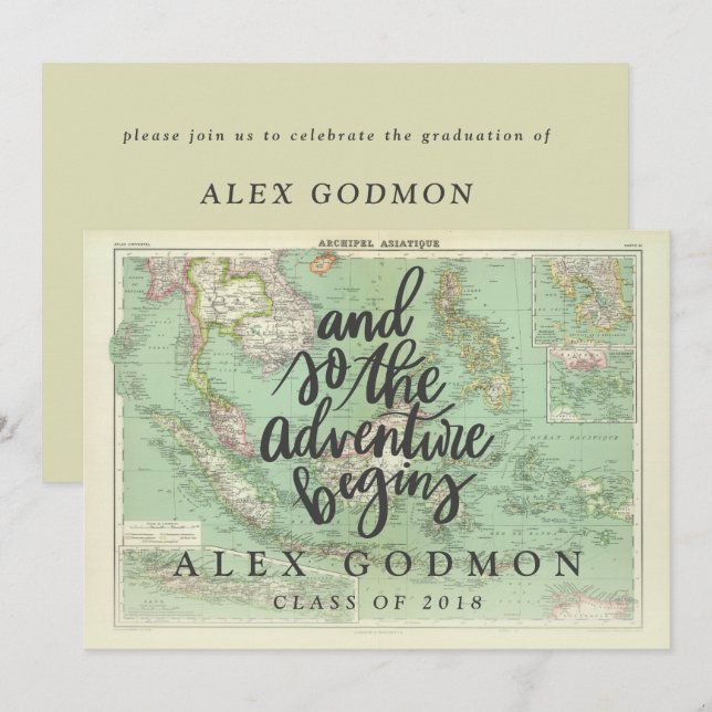 AND SO THE ADVENTURE BEGINS INVITATION (Front/Back)