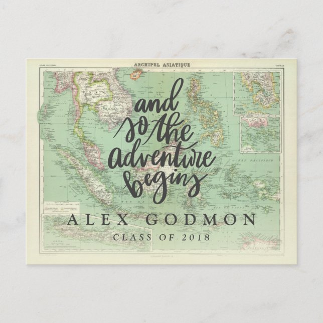 And so the adventure begins invitation postcard (Front)