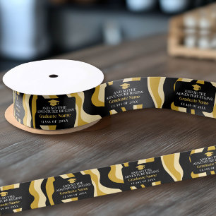 And So The Adventure Begins - Modern Graduation Satin Ribbon