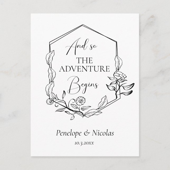And So The Adventure Begins Save the Date Postcard (Front)