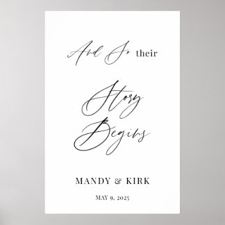 And So Their Story Begins Personalized Wedding  Poster