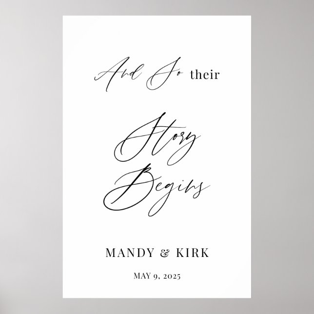 And So Their Story Begins Personalized Wedding  Poster (Front)