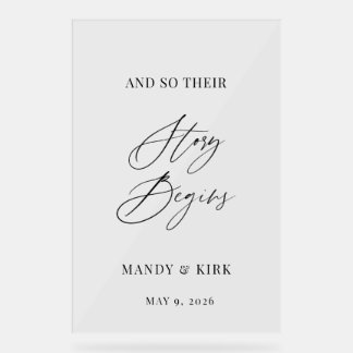And So Their Story Begins Wedding Welcome Sign 