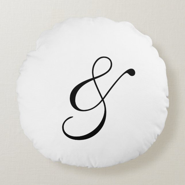 And Symbol Ampersand Script Typography Round Pillow (Front)