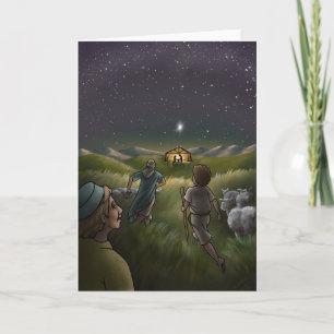 And The Shepherds Came to See Baby Jesus. Card