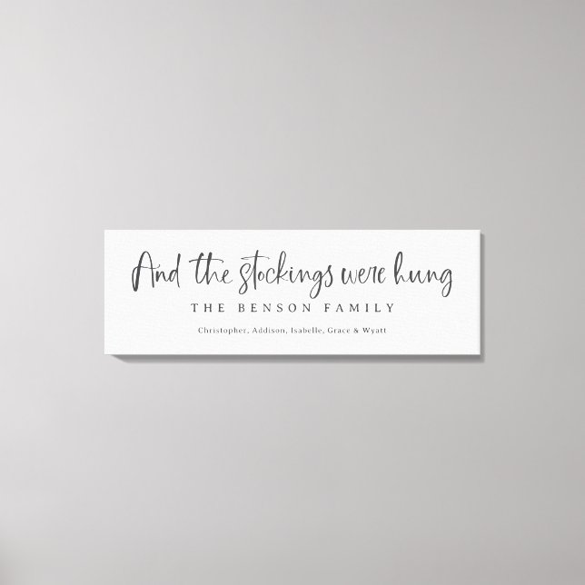 And The Stockings Were Hung Personalized Christmas Canvas Print (Front)