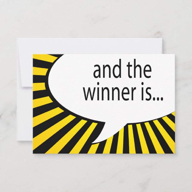 and the winner is! comic speech bubble invitation (Front)