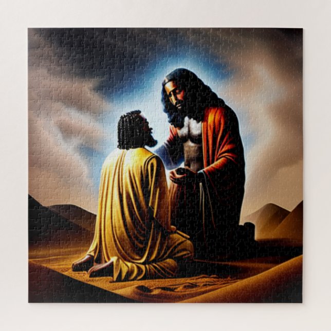 And Then There Was Man Black Christian Art Puzzle (Vertical)