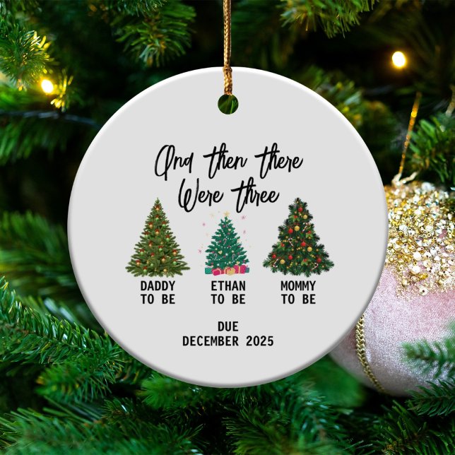 And Then There Were 3, Baby Coming Soon, Pregnancy Ceramic Ornament (Creator Uploaded)