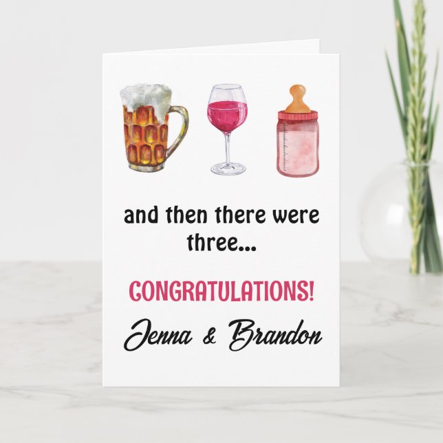 And Then There Were Three New Baby Card (Front)
