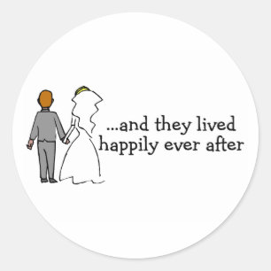 And They Lived Happily Ever After Bride and Groom Classic Round Sticker