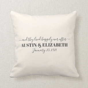 And they lived happily ever after modern wedding throw pillow