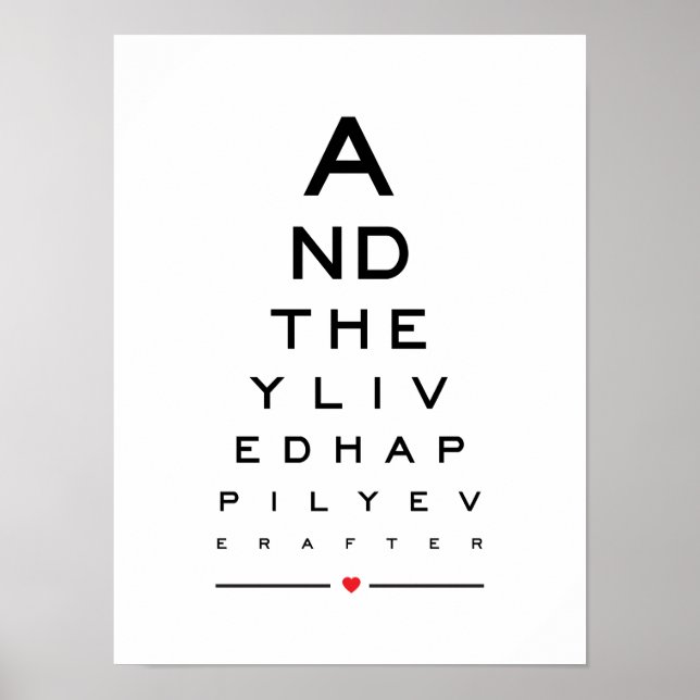 And they lived happily everafter eye chart (Front)