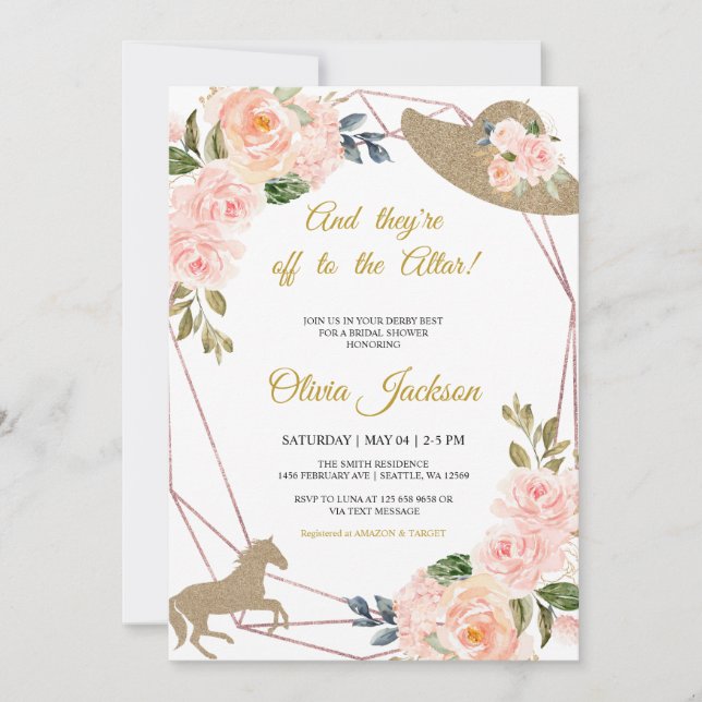 And They’re Off to the Altar! Derby Theme  Invitation (Front)