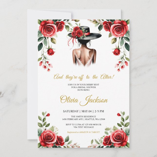 And They’re Off to the Altar! Derby Theme  Invitation (Front)