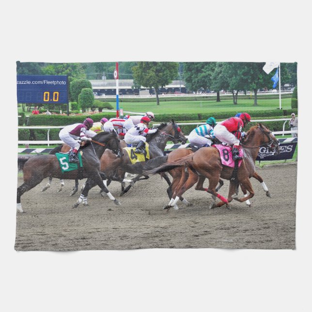 And They're off at Saratoga Kitchen Towel (Horizontal)