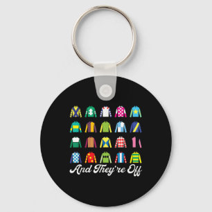 And Theyre Off Horse Racing Derby Day Funny Silks  Keychain
