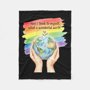 And think to what a wonderful world earth day long fleece blanket