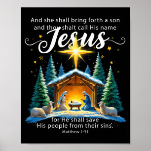 And Thou Shalt Call His Name Jesus Nativity Christ Poster