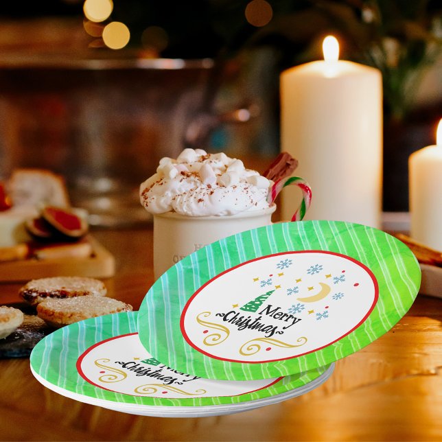 And To All A Good Night Christmas, Typography Paper Plate (And To All A Good Night Christmas, Typography Paper Plates)