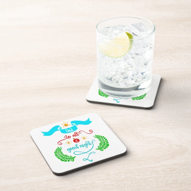 And To All A Good Night Christmas, Typography, ZSG Coaster (Right Side)