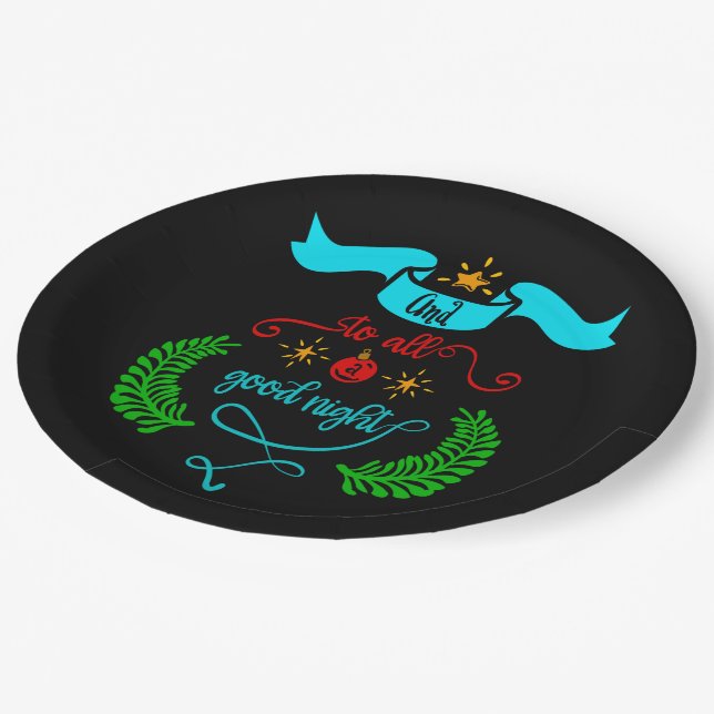 And To All A Good Night Christmas, Typography, ZSG Paper Plate (Angled)