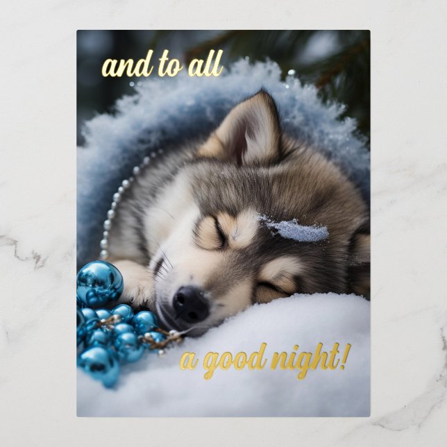 And to all a good night  foil holiday postcard (Front)
