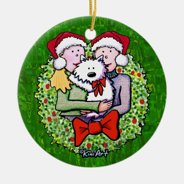 And Westie Makes Three Ceramic Ornament (Front)