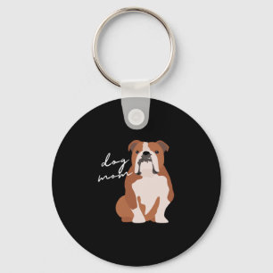 And White English Bulldog Dog Mom Woman  Keychain