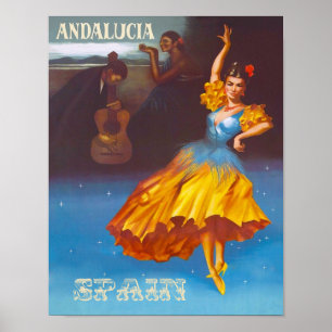 Andalousie, affiche de voyage de l'Espagne