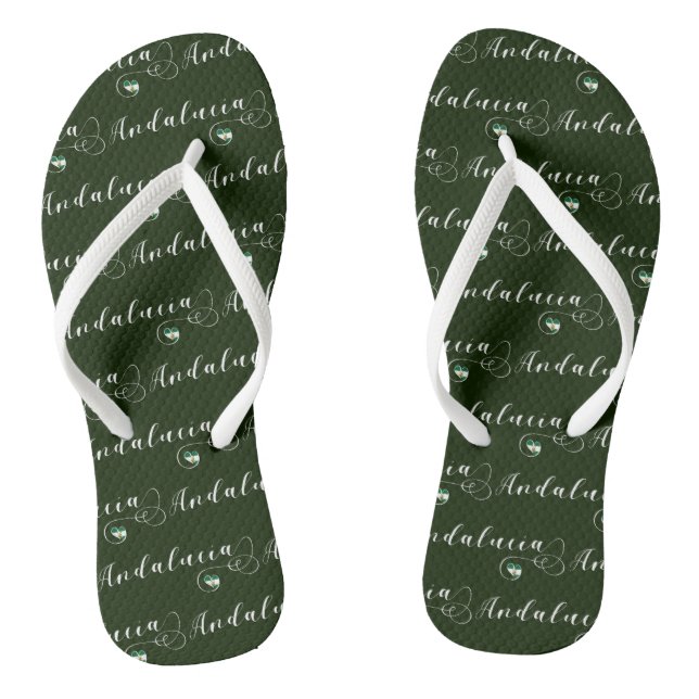 Andalucía Heart Flag, Andalusia, Spain Flip Flops (Footbed)