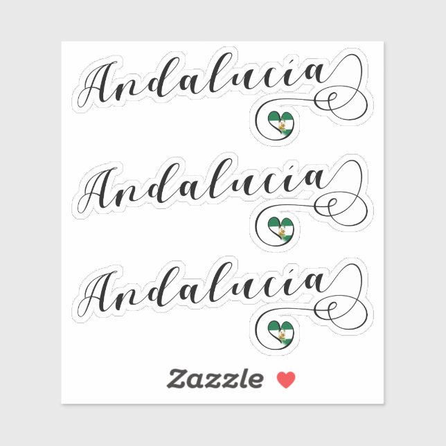 Andalucía Heart Flag Stickers, Andalusia, Spain (Sheet)