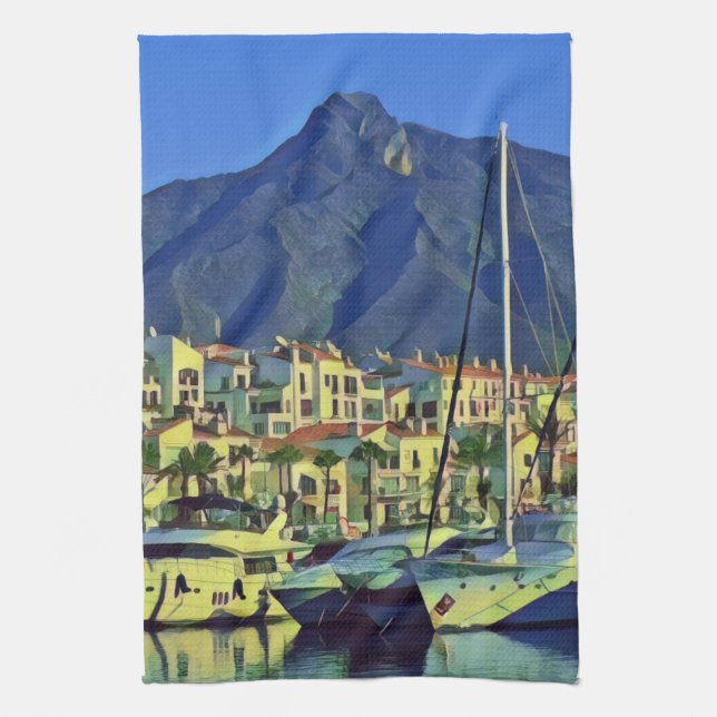 Andalusia - MARBELLA - panorama Kitchen Towel (Vertical)