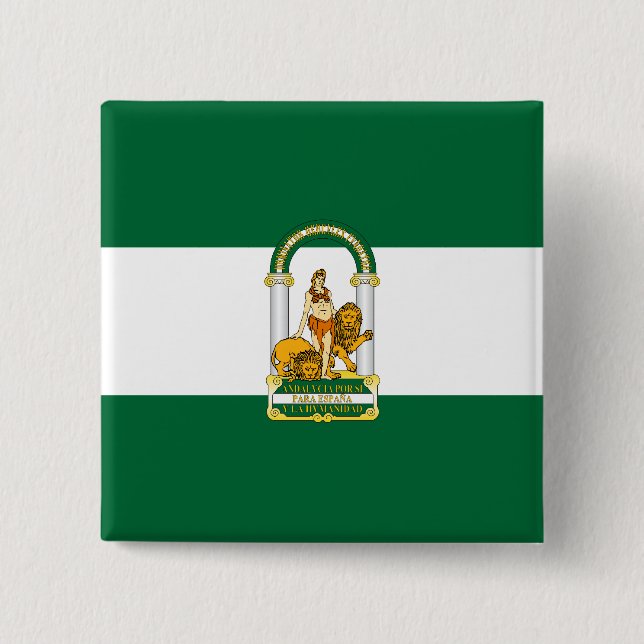 Andalusia, Spain flag 2 Inch Square Button (Front)