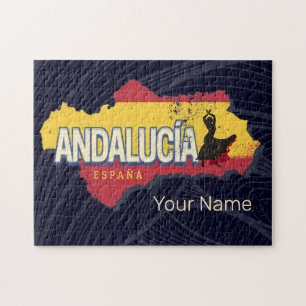 Andalusia Spain Retro Map Vintage Flamenco Holiday Jigsaw Puzzle