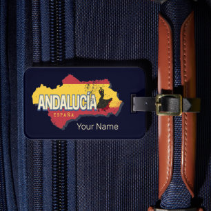 Andalusia Spain Retro Map Vintage Flamenco Holiday Luggage Tag