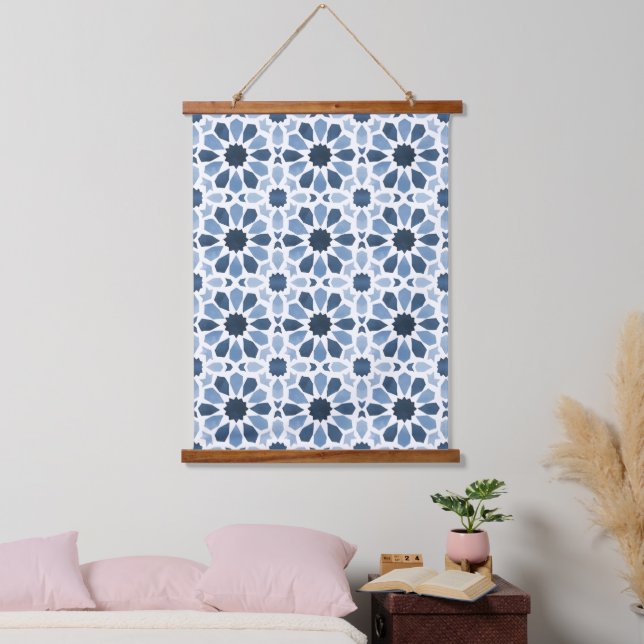 Andalusian Echoes: Boho Moroccan Geometry Hanging Tapestry (Bedroom)