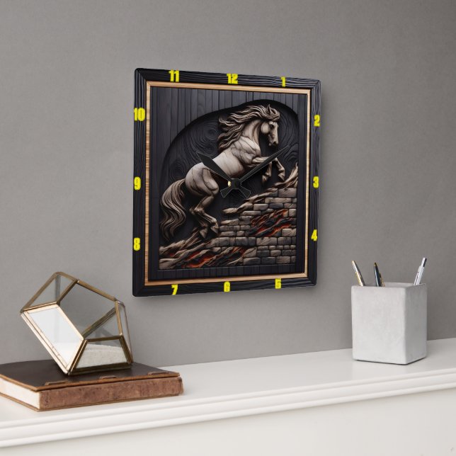 Andalusian Leap: Art, Time, Personalized Elegance Square Wall Clock (Office)