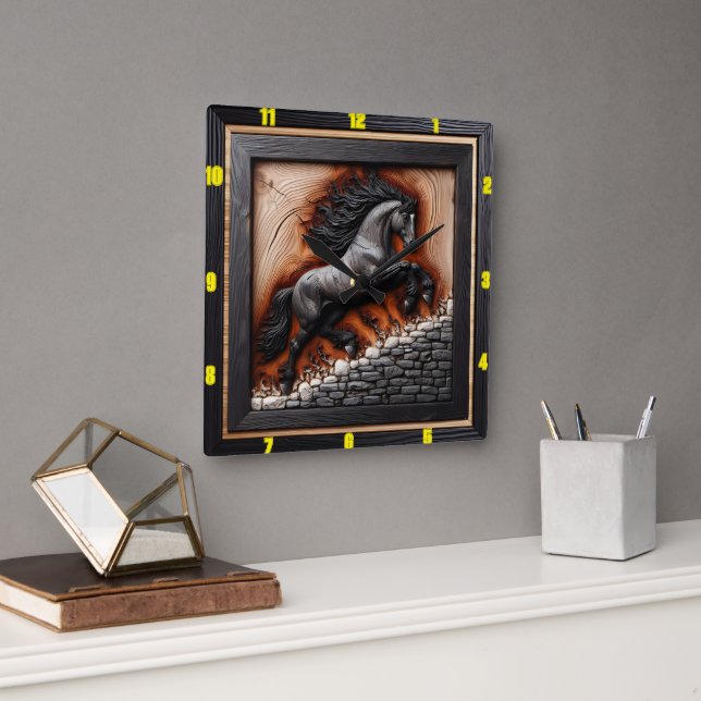 Andalusian Leap: Art, Time, Style, Grace Square Wall Clock (Office)