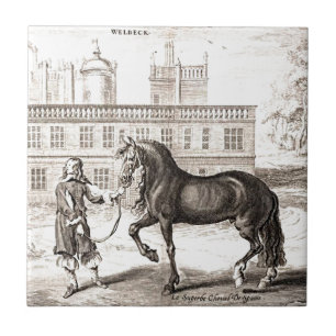 Andalusian PRE Horse Vintage Engraving Fine Art Tile