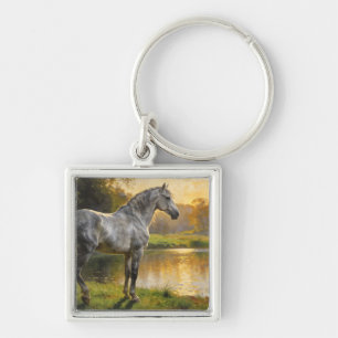 Andalusian Stallion by the Lake Keychain