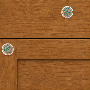 Andalusian Star Terracotta and Teal Ceramic Knob