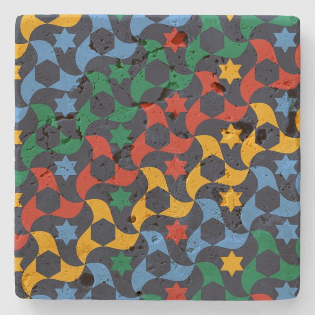 Andalusian Tiles 12 (Alhambra Palace, Granada) Stone Coaster (Front)