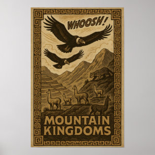 Andean Wildlife Kingdom – Condors and Llamas Art Poster