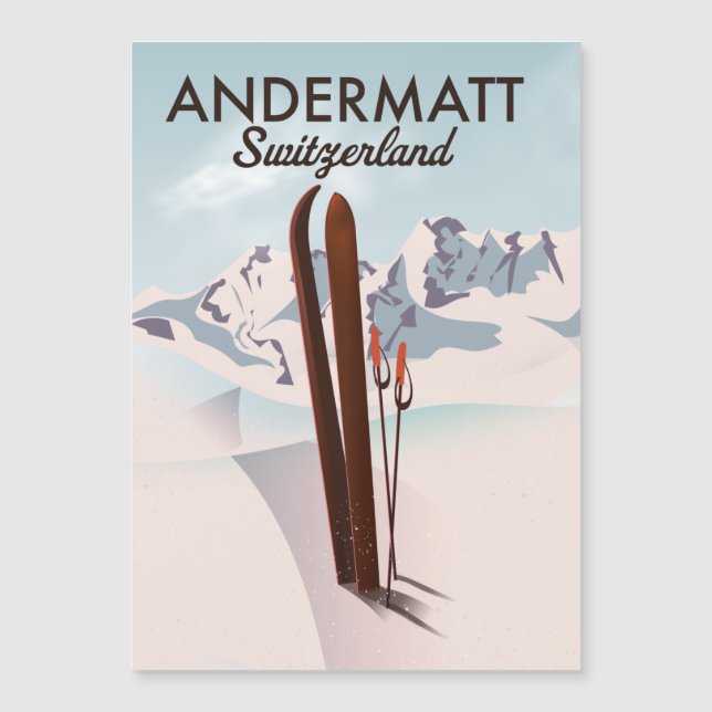 Andermatt Switzerland ski poster travel print. (Front)
