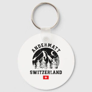 Andermatt Switzerland Ski Resort Alps Alpine Skiin Keychain
