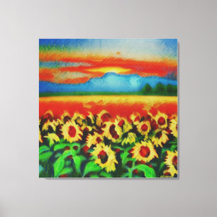 Anders Artistry*Storm Over A Field Of Sunflowers* Canvas Print