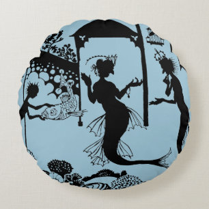 Andersen: Little Mermaid Silhouette Round Pillow