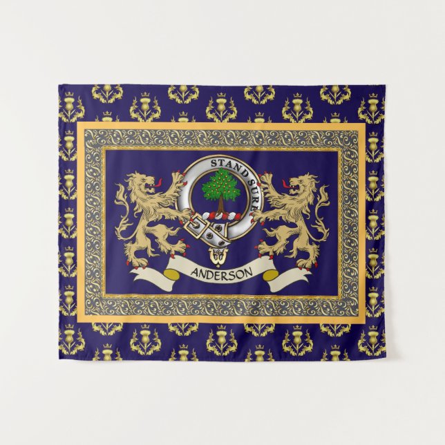 Anderson Clan Badge Personalized Blue Tapestry (Front (Horizontal))