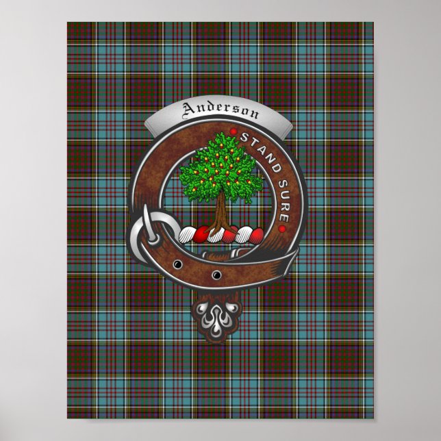 Anderson Clan Badge & Tartan 8.5x11 Poster (Front)